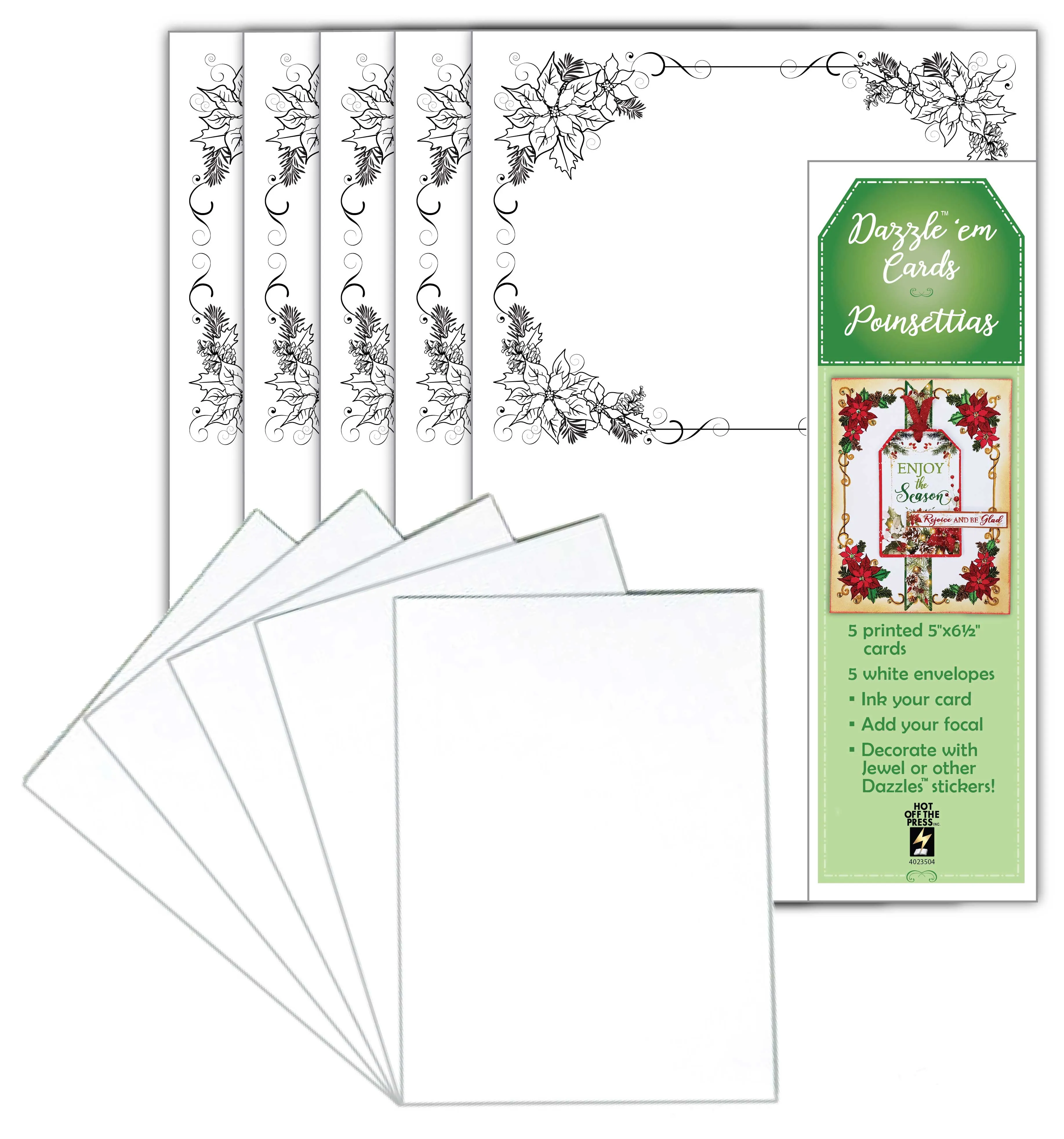 Dazzle 'em Cards Poinsettias, 5 cards & envelopes