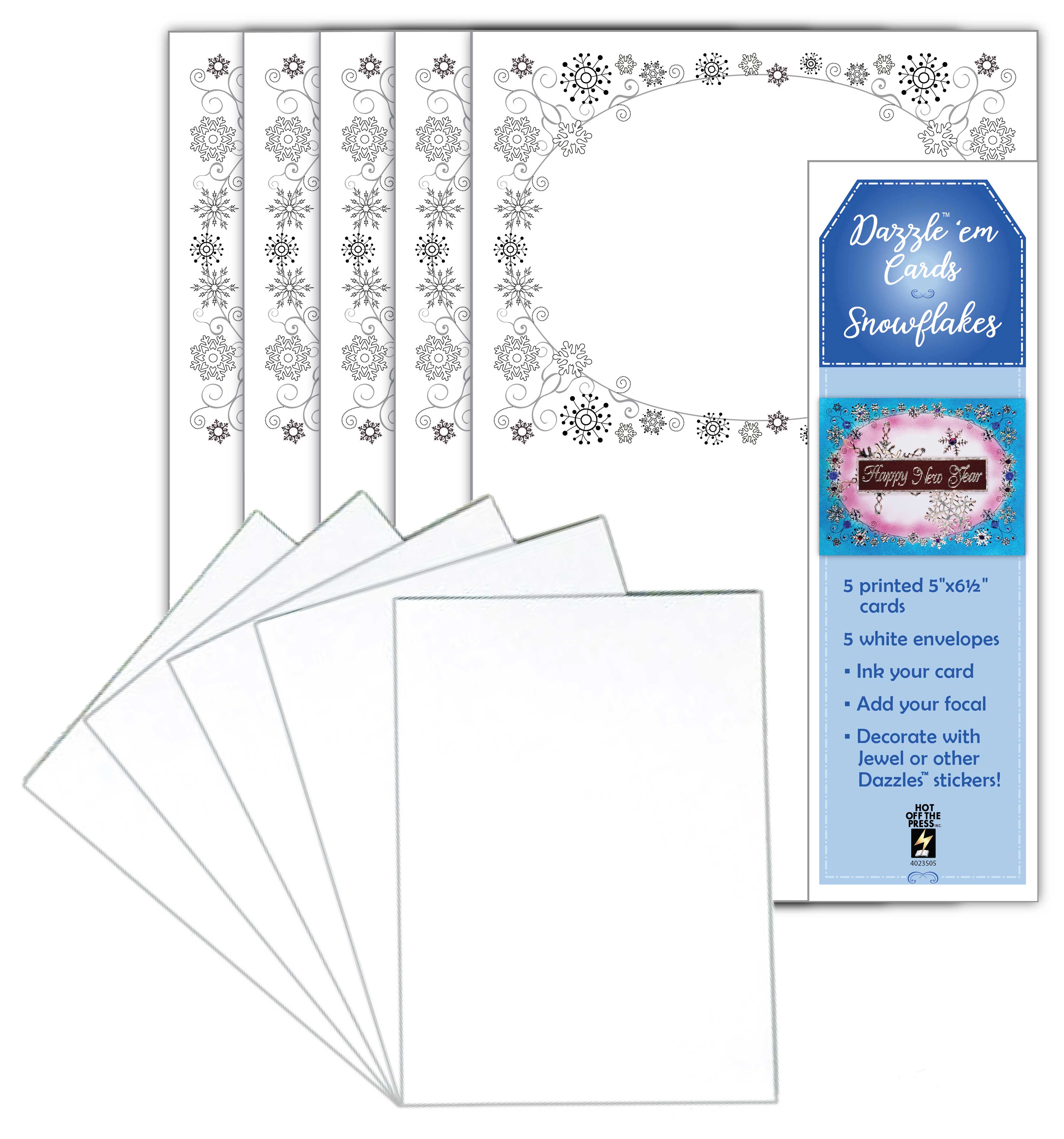 Dazzle 'em Cards Snowflakes, 5 cards & envelopes