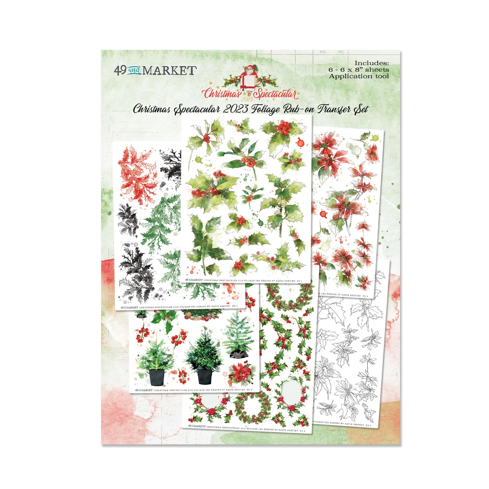 Christmas Spectacular 2023 - 6x8 Foliage Rub-on Transfer Set