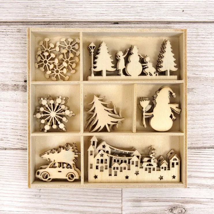 Snowy Town Laser Cut Wooden Shapes