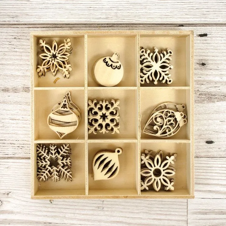 Snowflakes & Baubles Laser Cut Wooden Shapes
