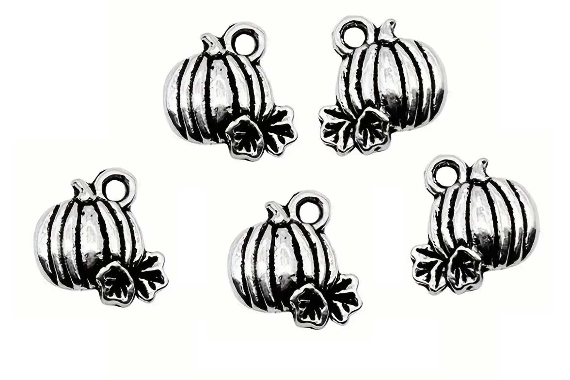 Vintage Silver Pumpkin Charm, 10x10mm (3/8