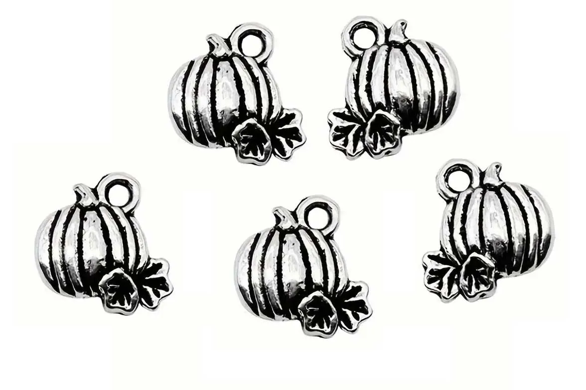 Vintage Silver Pumpkin Charm, 10x10mm (3/8