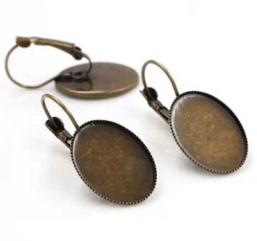 Oval French Lever Back Earrings, Bronze 13mmx18mm