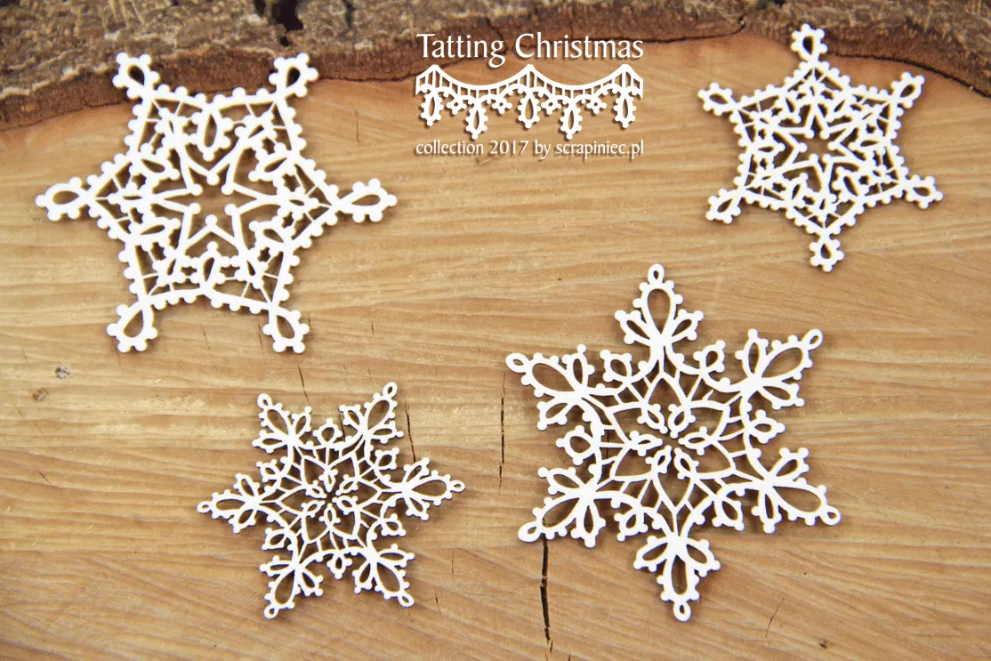 Tatting Small Snowflakes Chipboard, 4 pieces