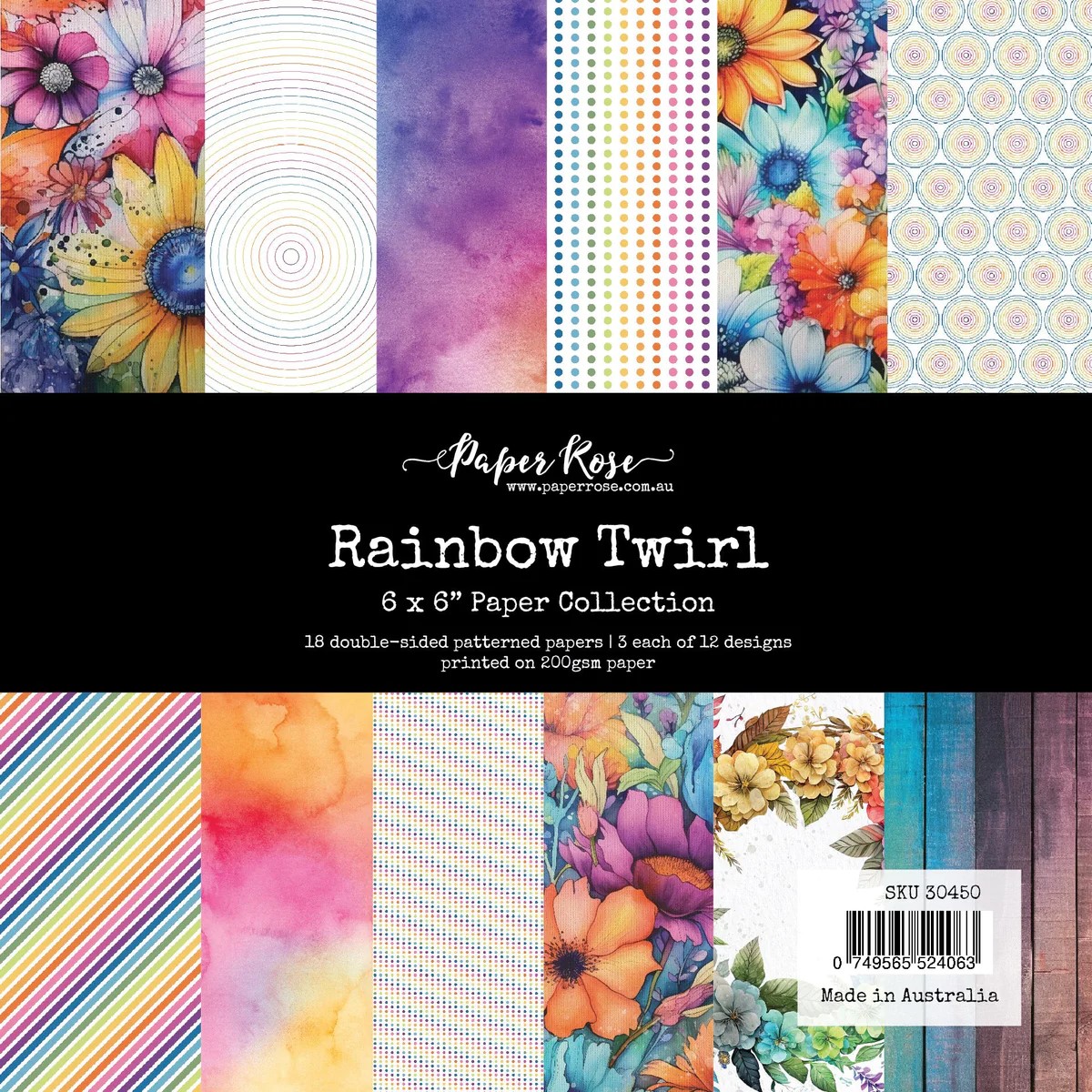 Paper Wishes  Rainbow Twirl 12x12 Paper Collection