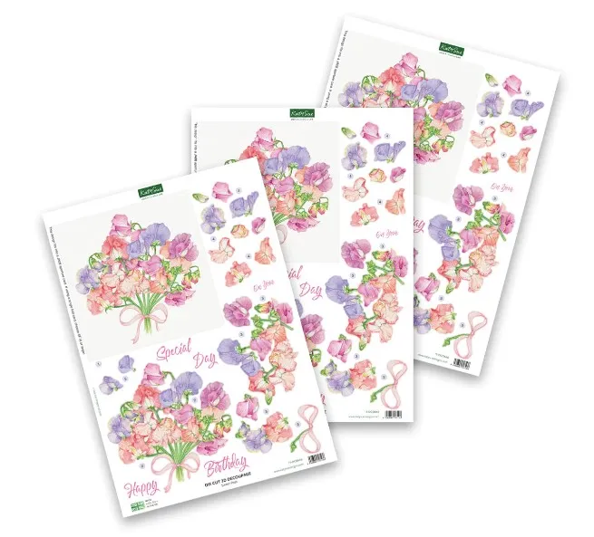 Sweet Peas Die-Cut Decoupage, 3 sheets