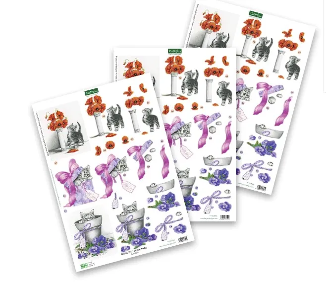 Cute Cats Die-Cut Decoupage, 3 sheets