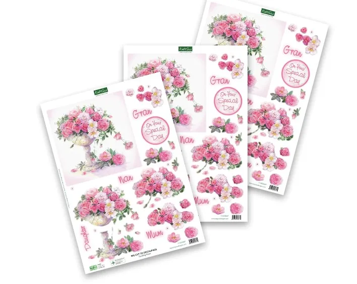Tumbling Roses, 3 Die-Cut Sheets