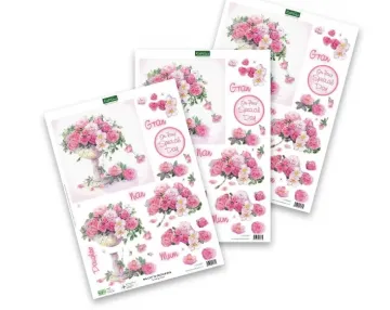 Tumbling Roses, 3 Die-Cut Sheets