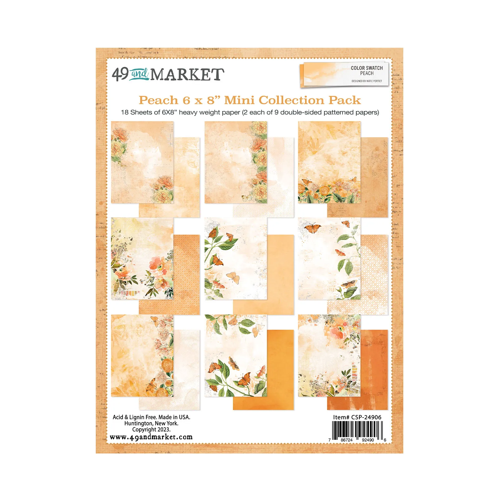 Color Swatch Peach - 6x8 Collection Paper Pack