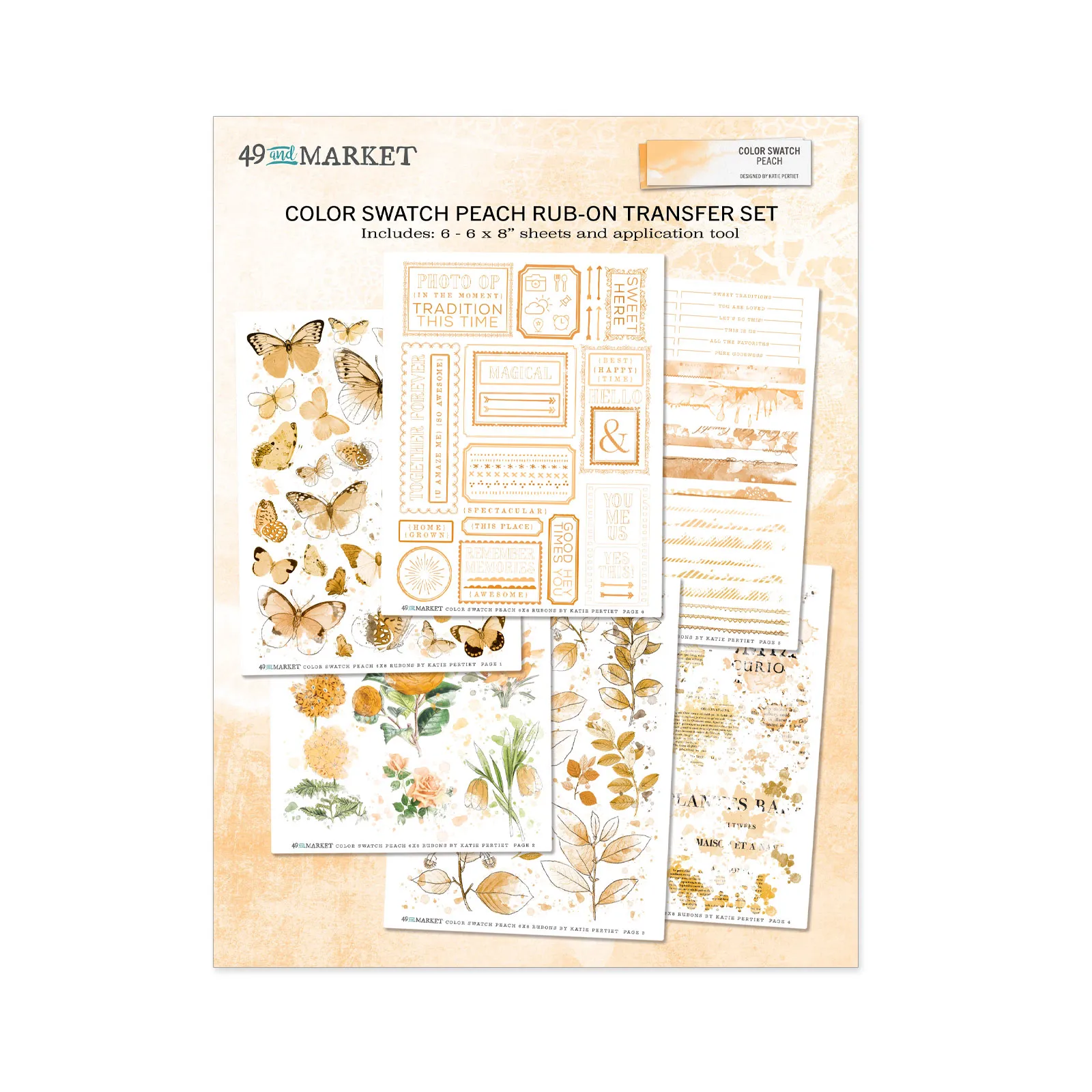 Color Swatch Peach - 6x8 Rub-on Transfer Set