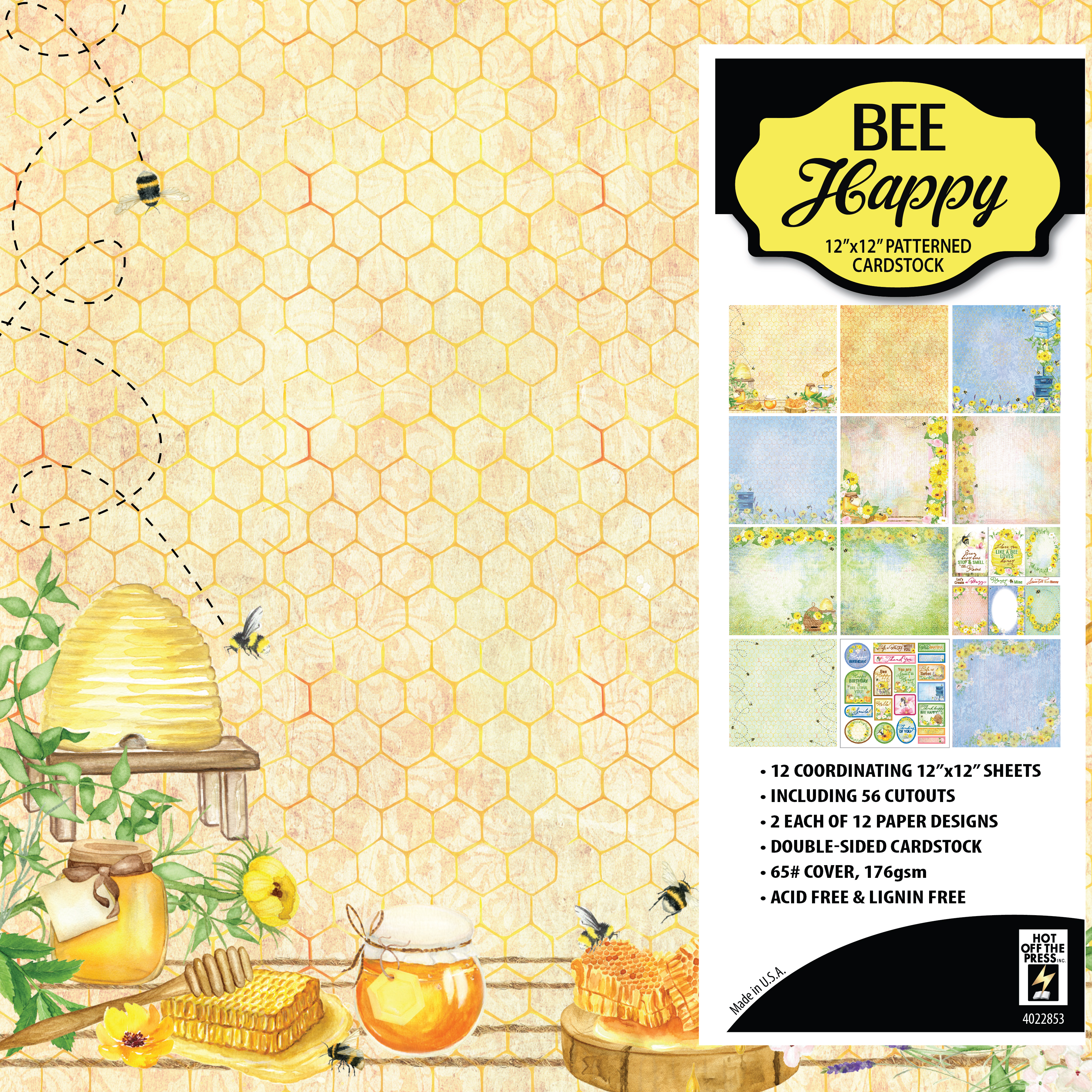 Bee Happy 12x12 Patterned Cardstock