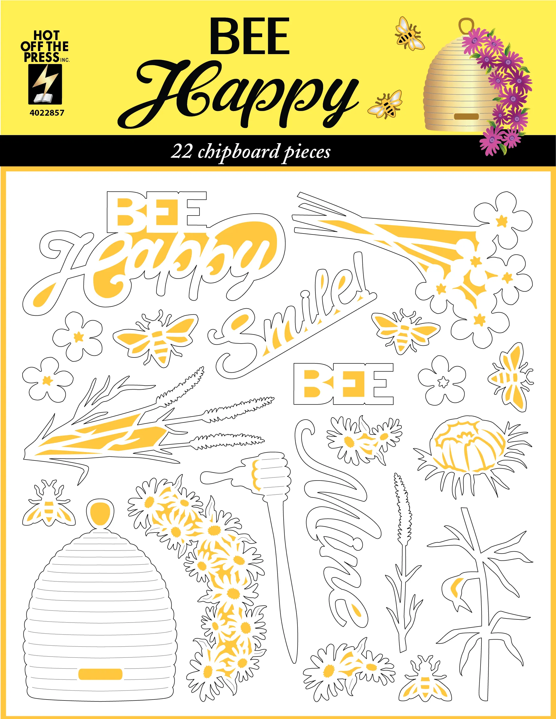 Bee Happy Chipboard