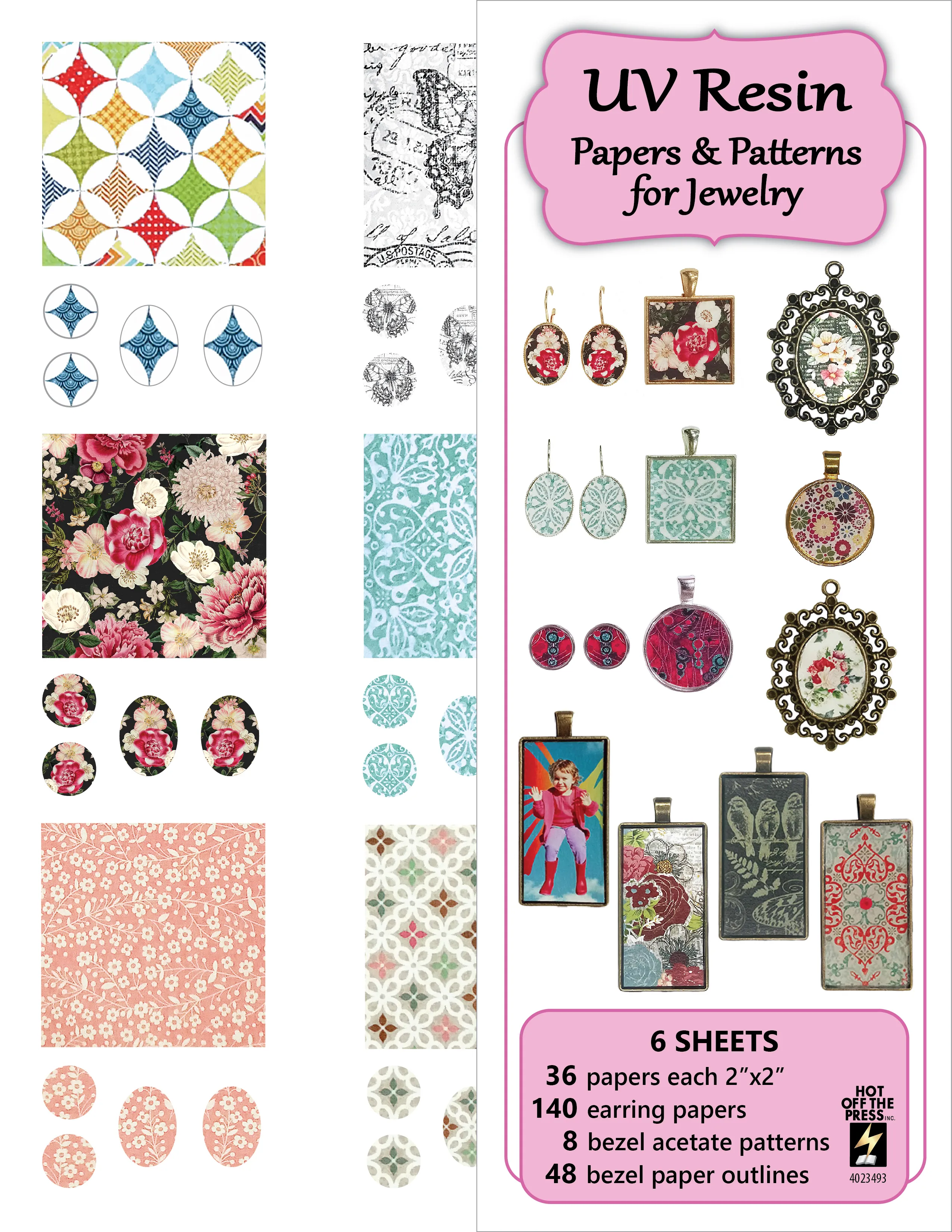 Papers for UV Resin, 4 sheets