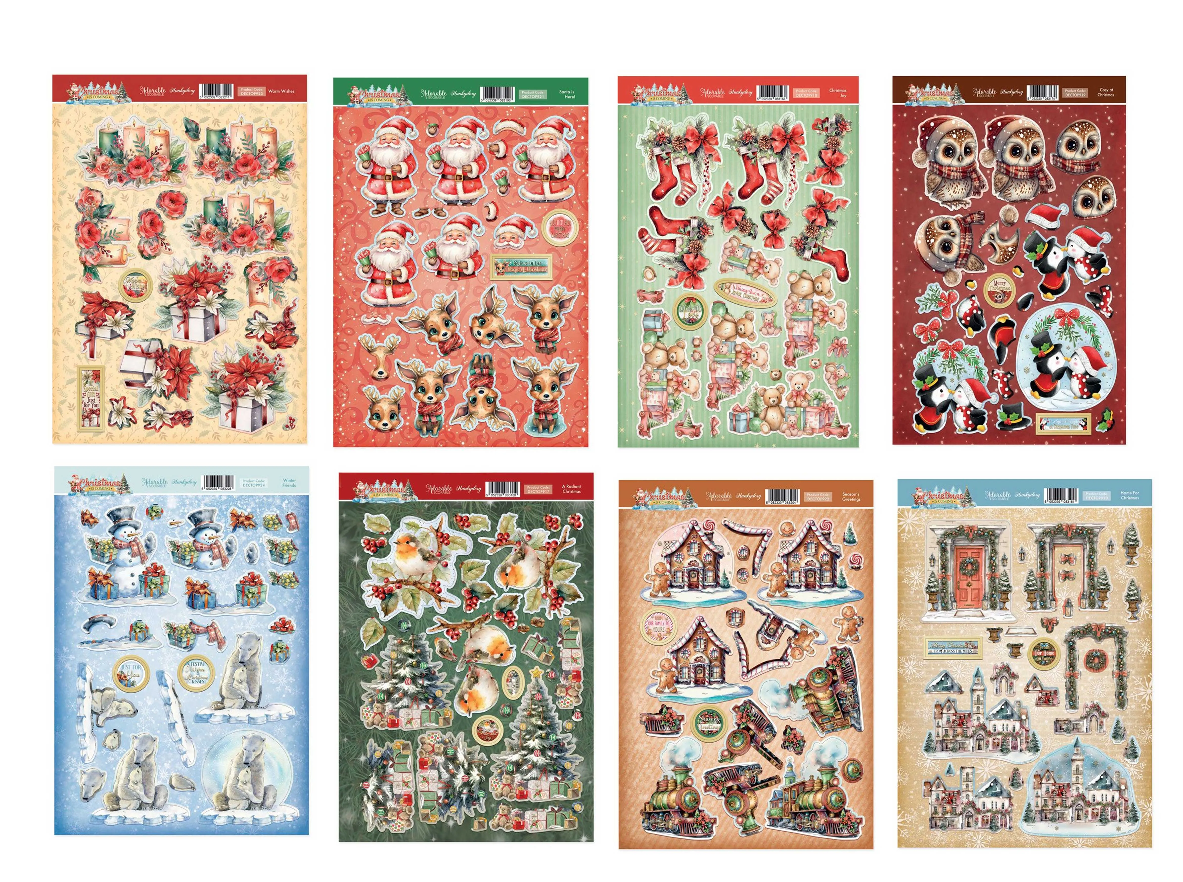 Christmas is Coming Decoupage Toppers. 8 sheets