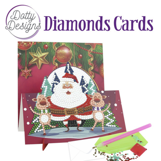 Santa with Two Deer Diamond Easel Card