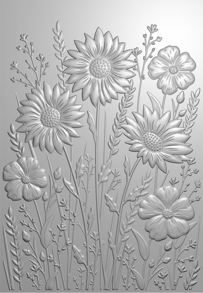 Creative Expressions 3D Embossing Folders & Matching Stencils Set -  Wildflowers - Scrapbooking Made Simple