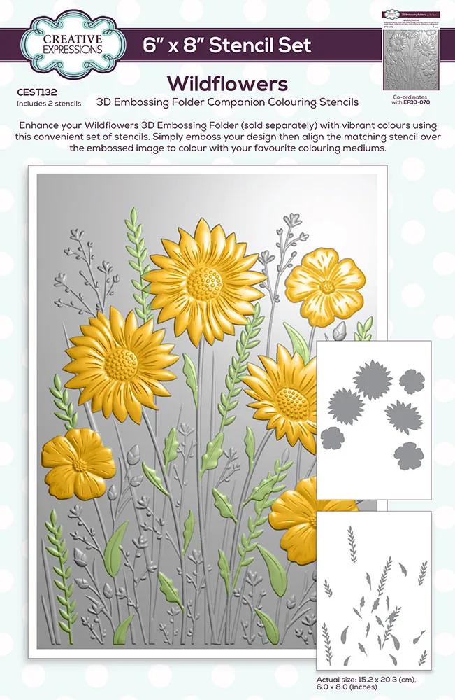 Creative Expressions Wildflowers Companion Colouring Stencil Set 6 in x 8 in 2pk