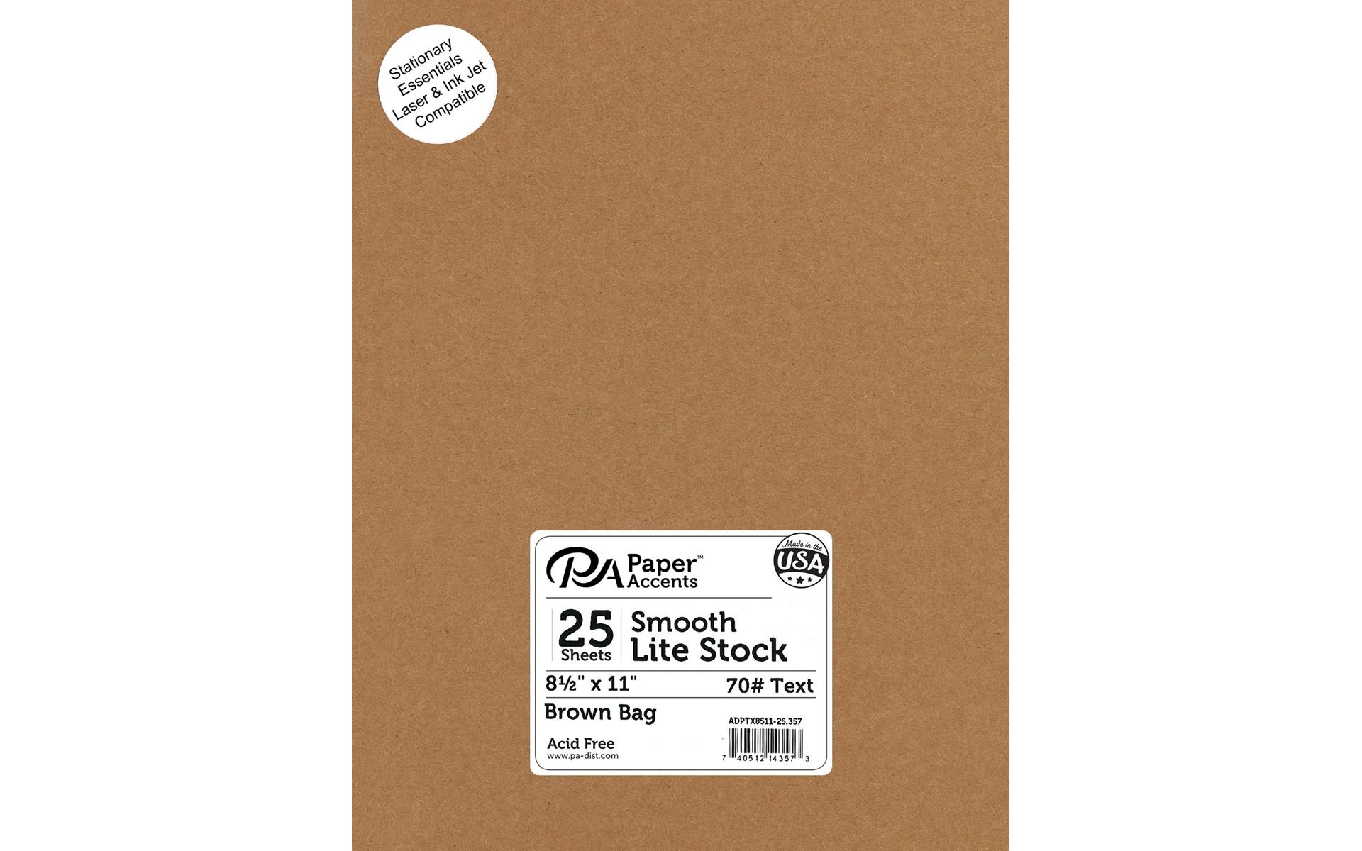 Paper Accents Lite Stock 8.5x11 70lb Text 25pc Rec Brown Bag