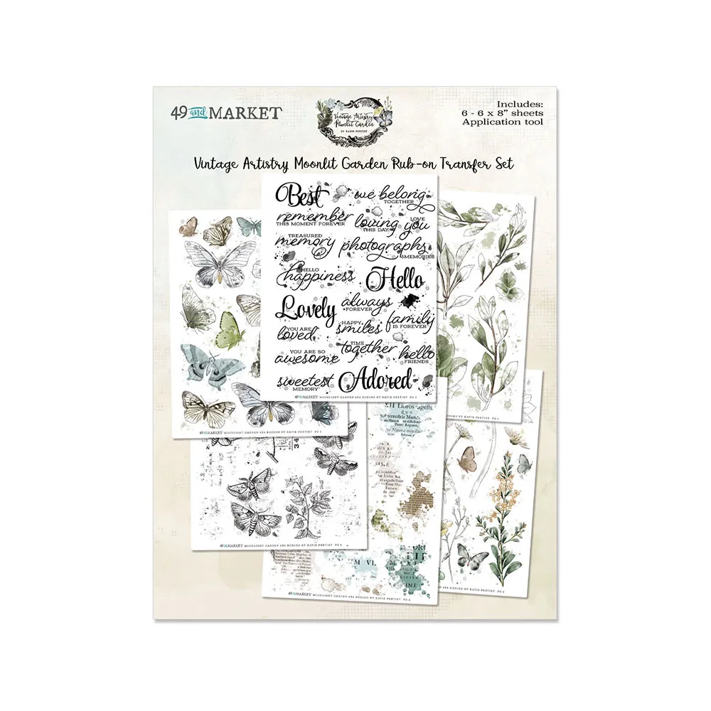 Vintage Artistry Moonlit Garden - 6x8 Rub-on Transfer Set