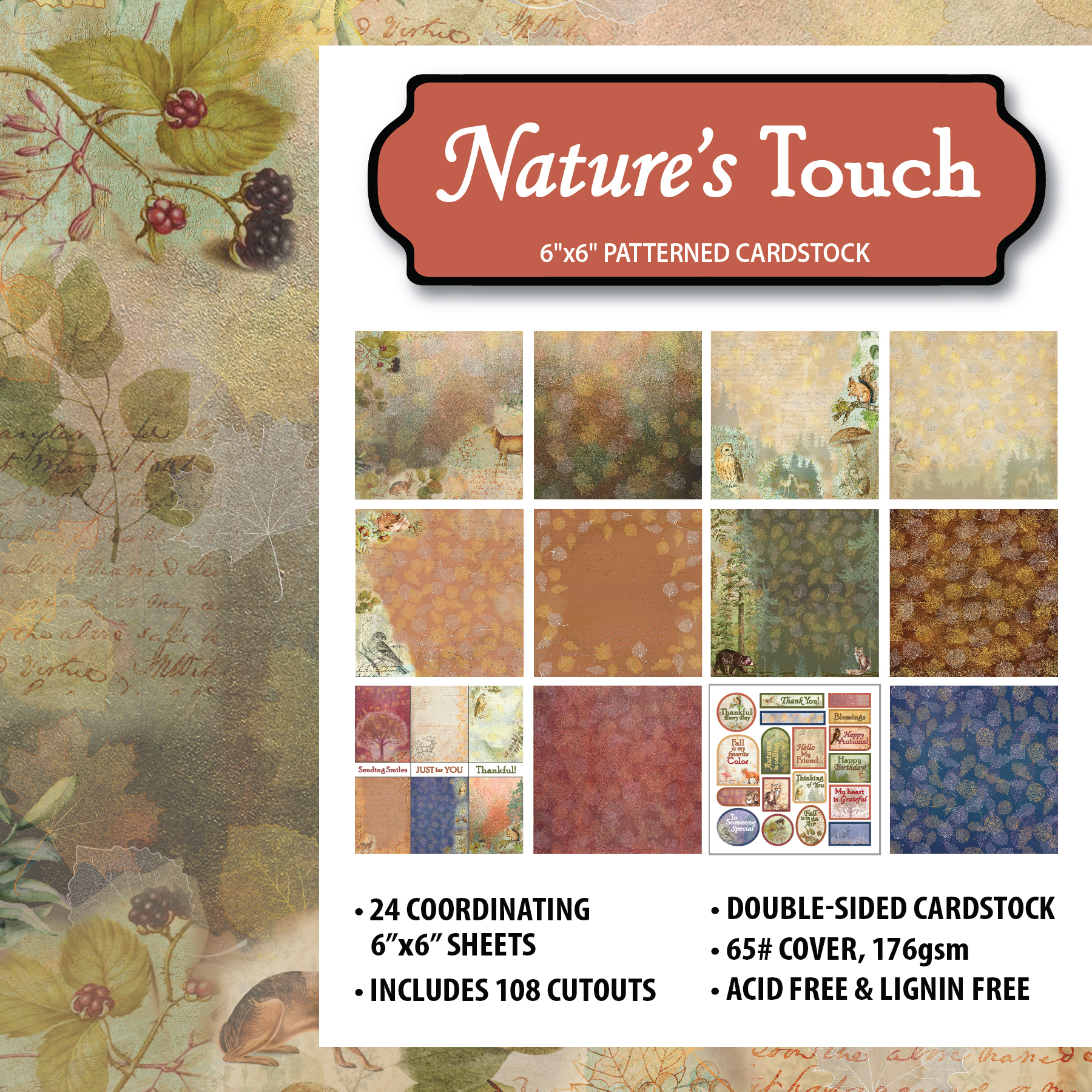 Nature's Touch 6x6 Patterned Cardstock