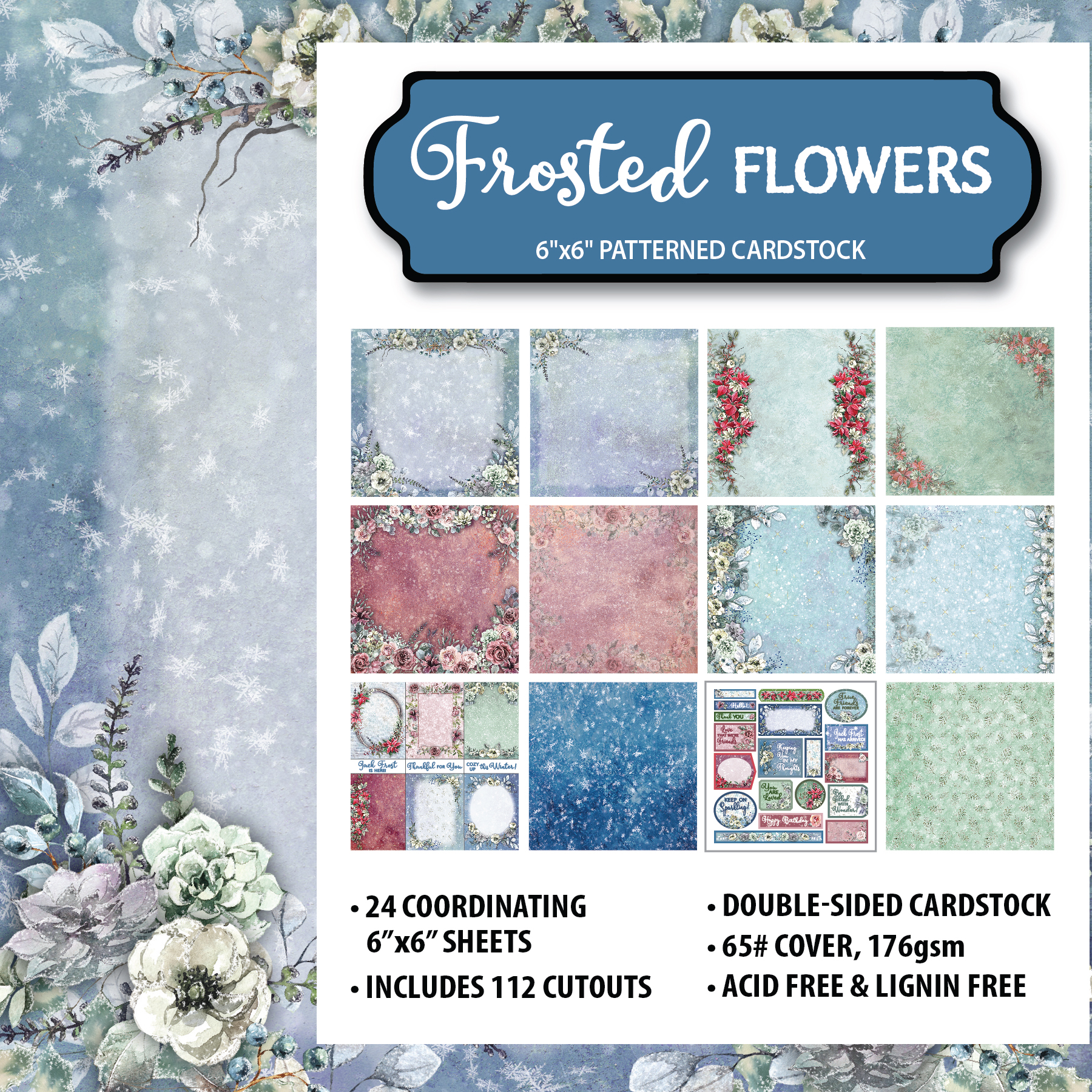 Frosted Flowers 6x6 Patterned Cardstock