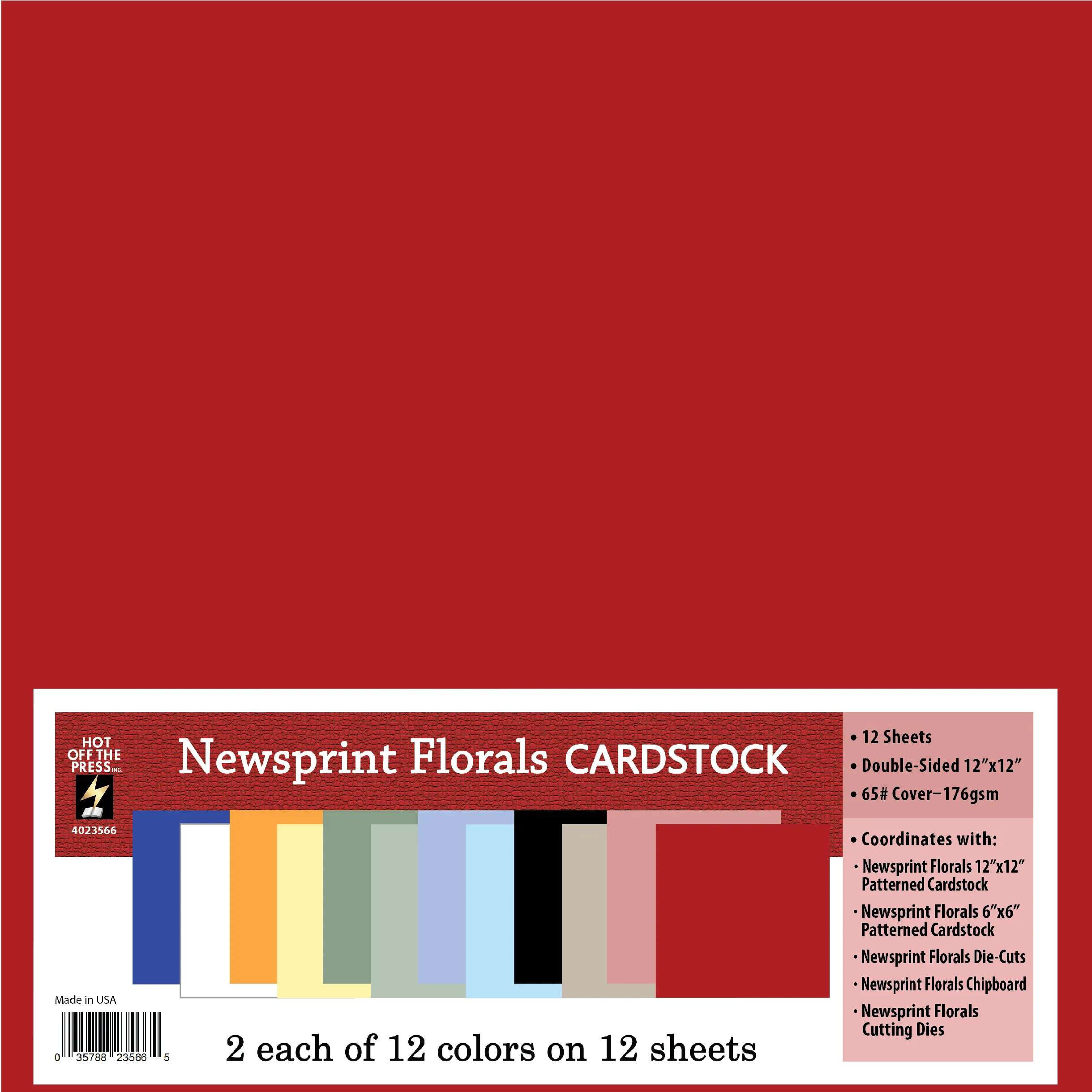 Newsprint Florals 12x12 Solid Cardstock