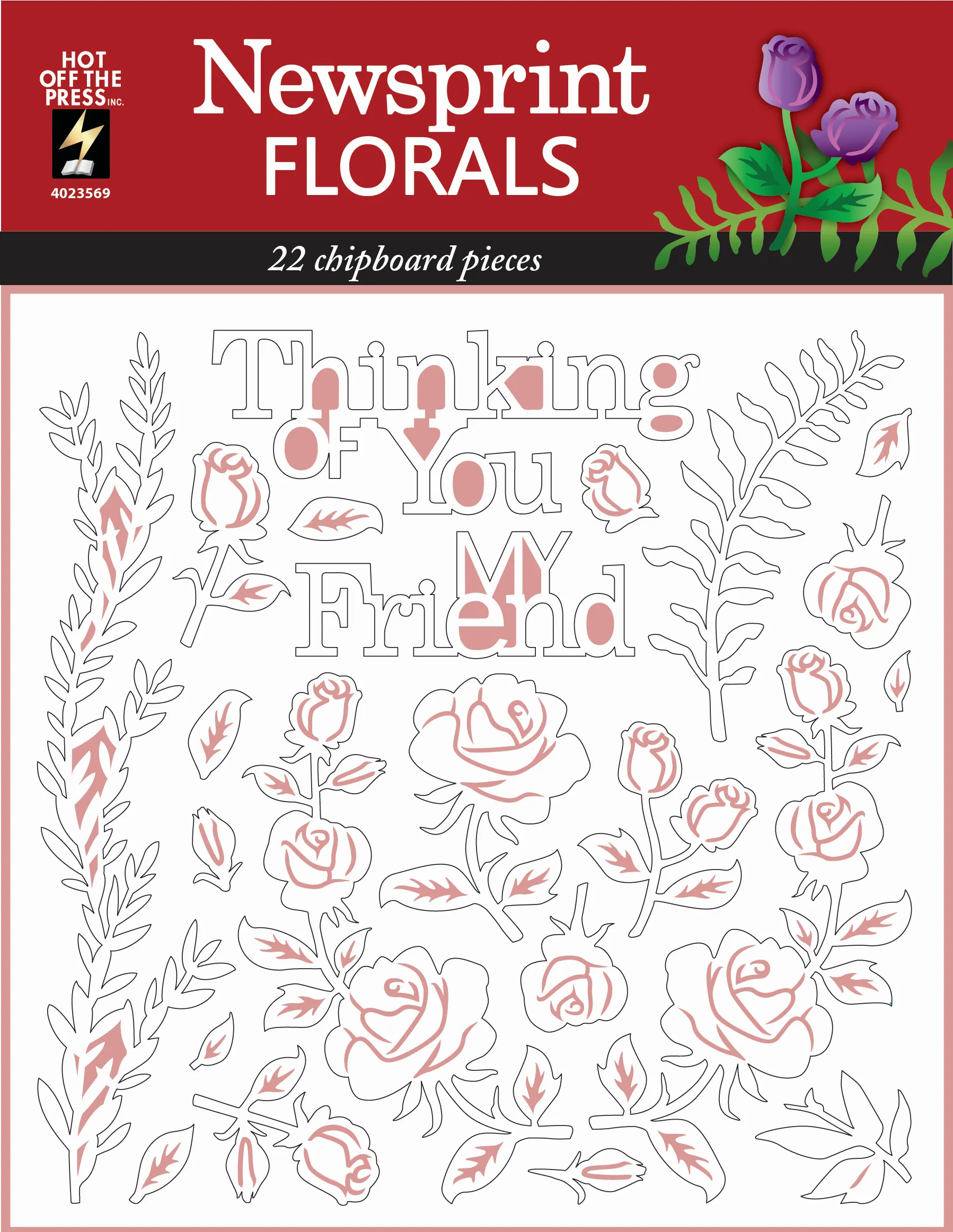 Newsprint Florals Chipboard
