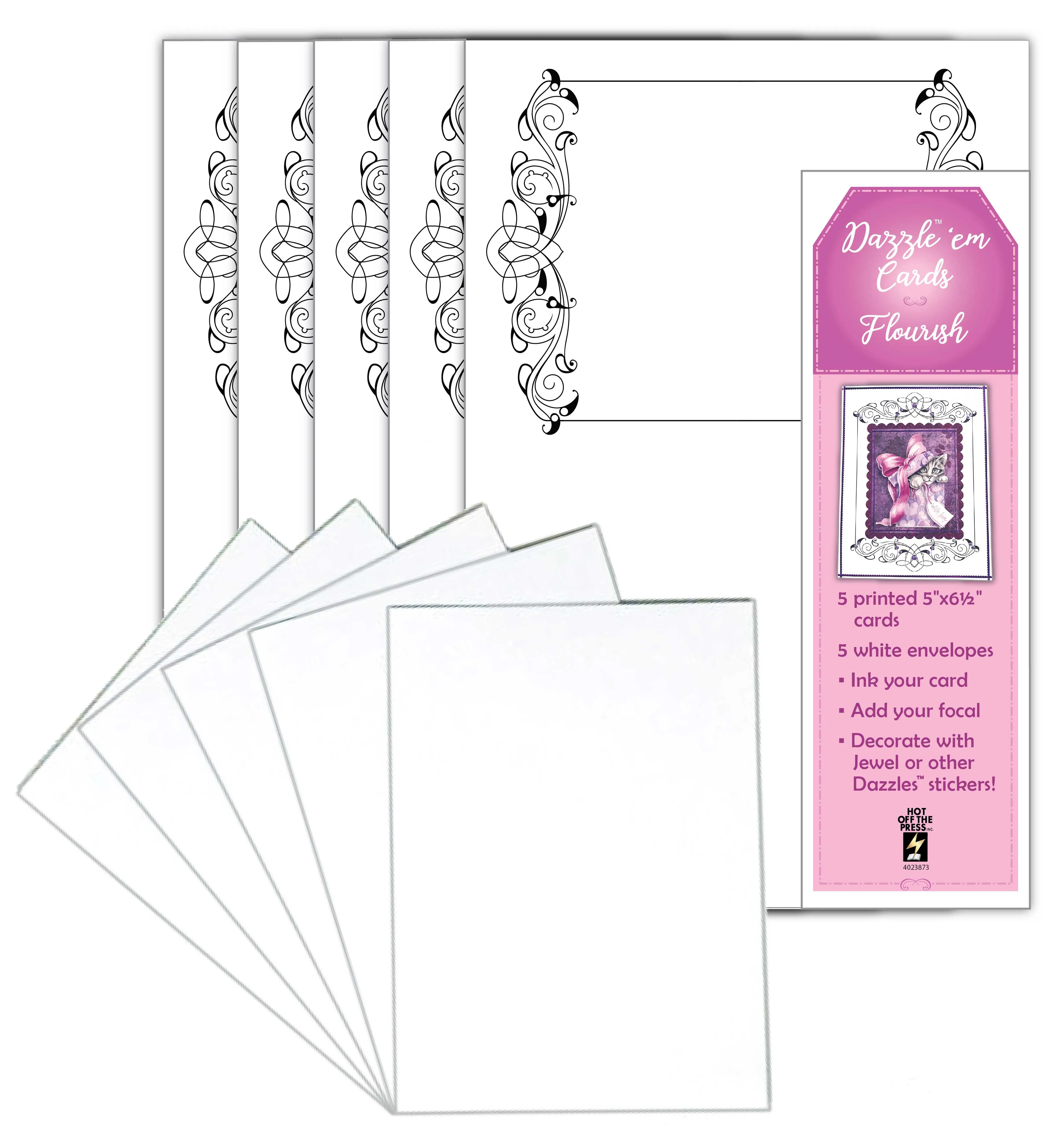 Dazzle 'em Cards--Flourish, 5 cards & envelopes