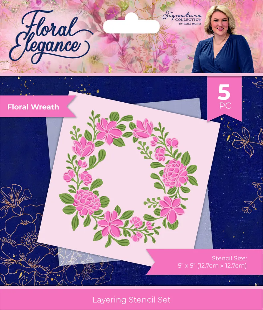 Floral Wreath 5x5 Layering Stencil Set