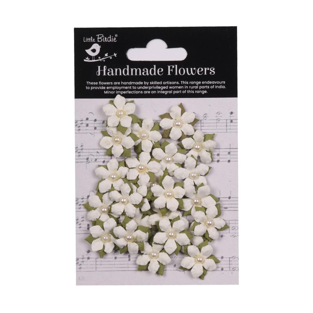 Elira Ivory Pearl Paper Flowers, 24 pieces