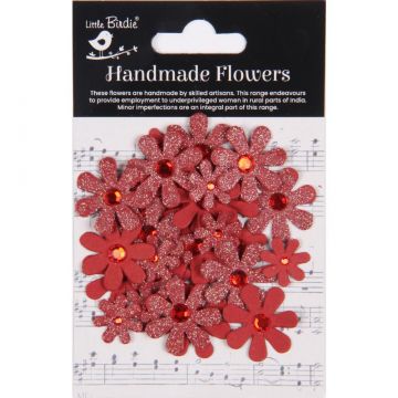 Sparkle Florettes Cardinal Red Paper Flowers, 30 pieces