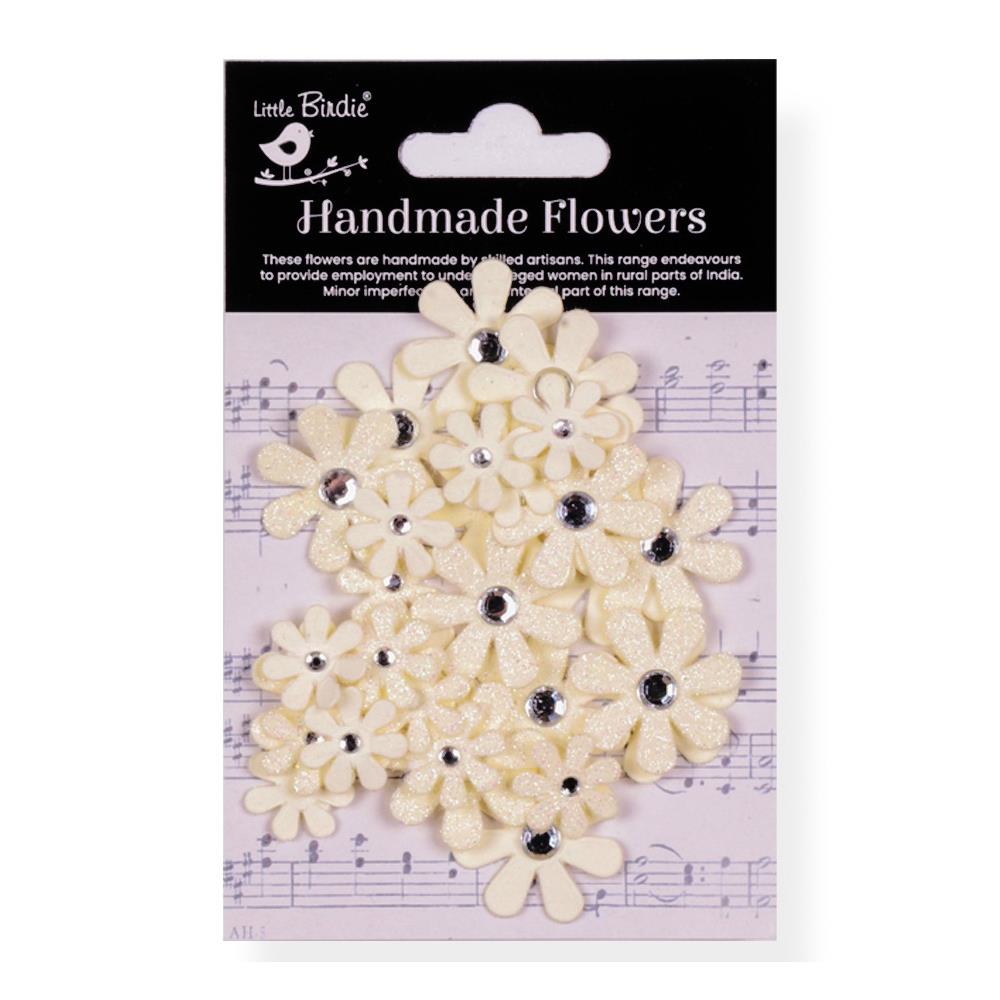 Sparkle Florettes Ivory Pearl Paper Flowers, 30 pieces