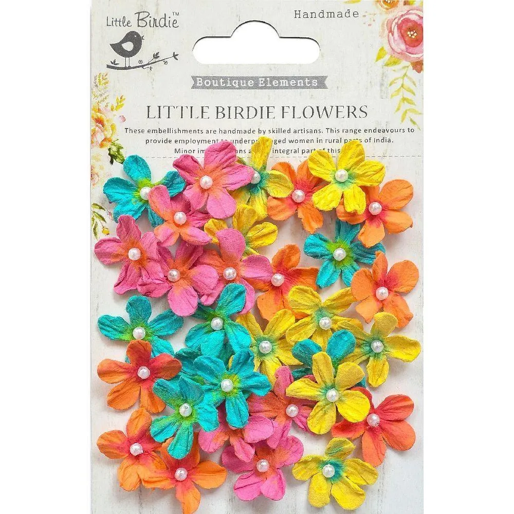 Pearl Petites Vivid Pallette Paper Flowers, 32 pieces