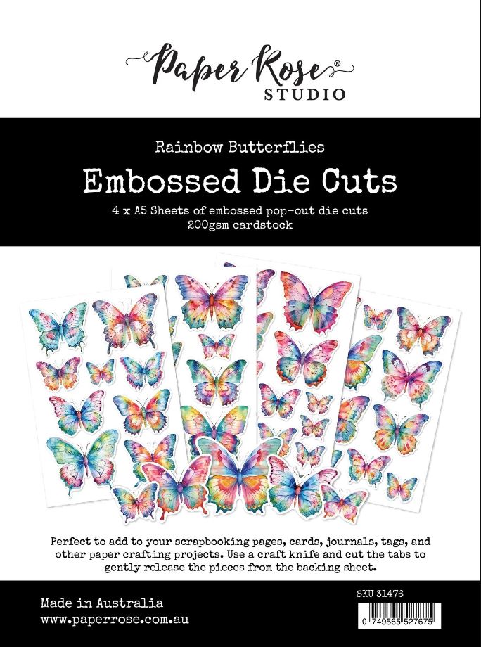Rainbow Garden Butterflies Embossed Die-Cuts