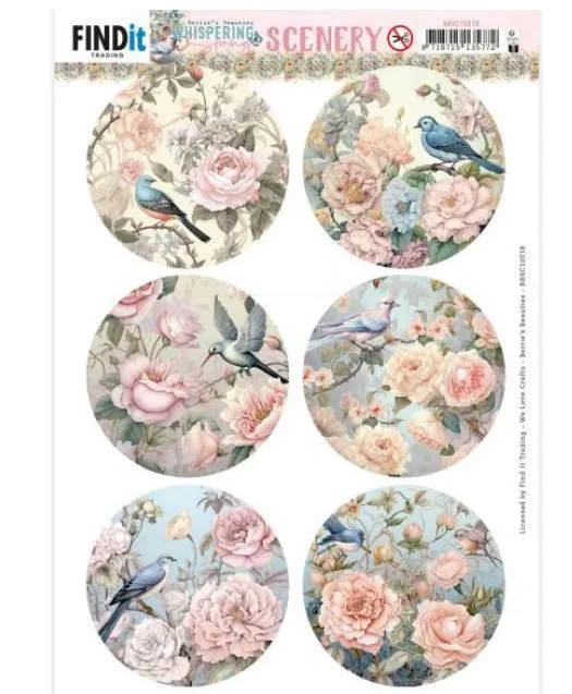 Birds Round Whispering Spring Die-Cuts, 6 pieces