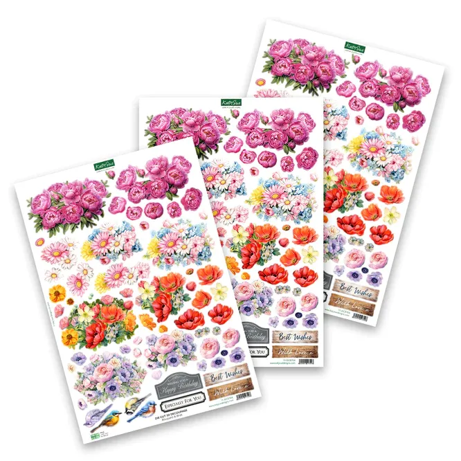 Bouquets & Birds Die-Cuts Decoupage, 3 sheets