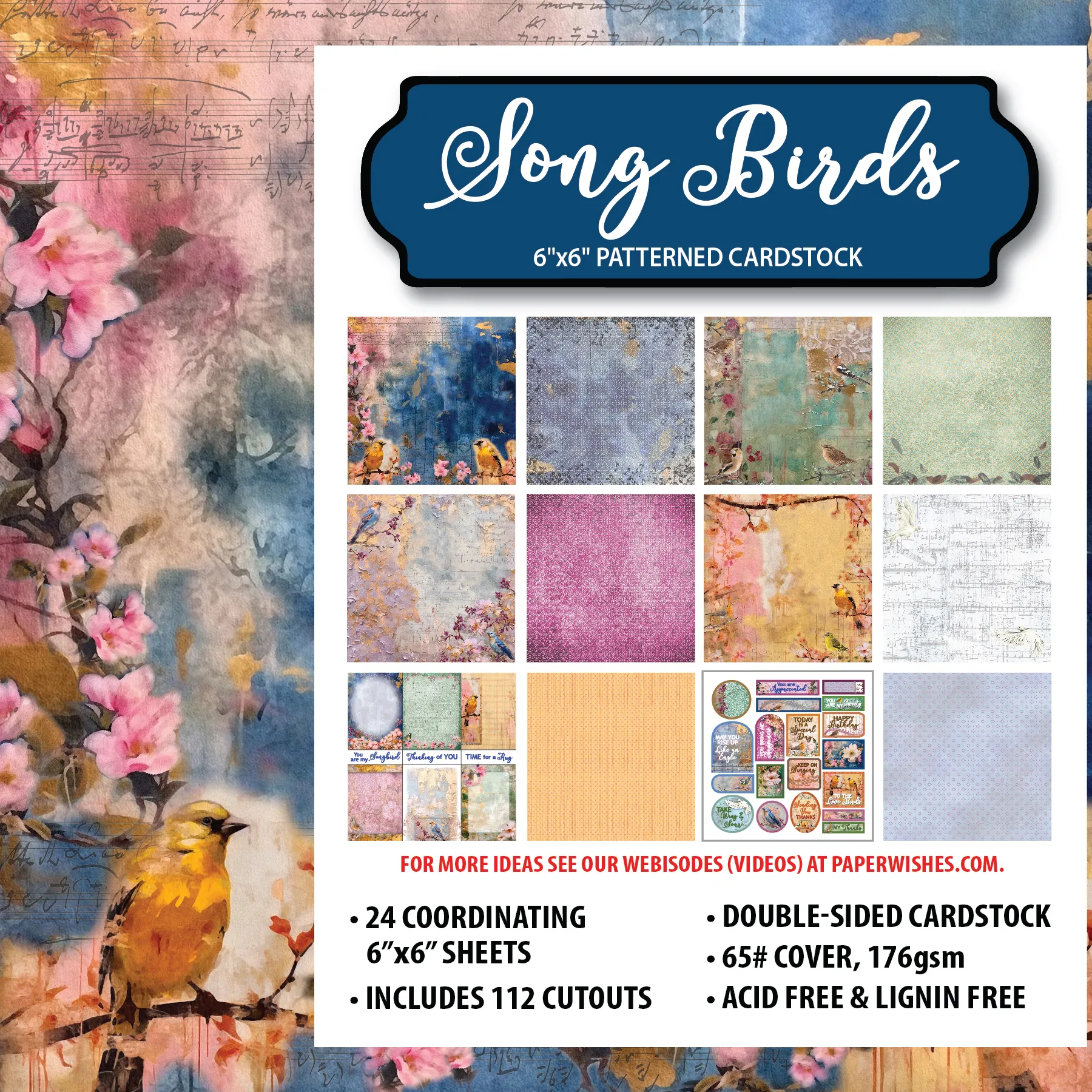 Song Birds 6x6 Patterned Cardstock