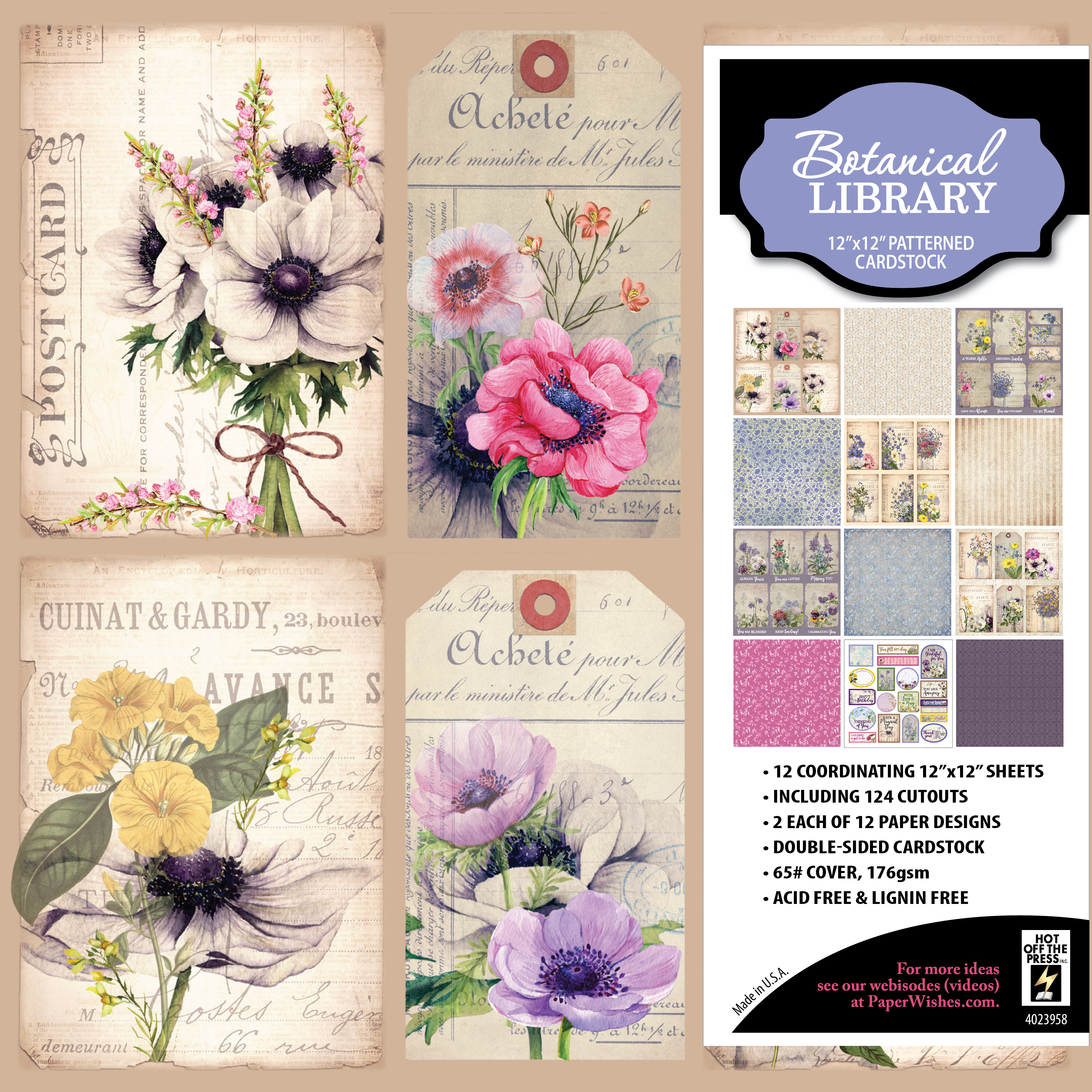 Botanical Library 12x12 Patterned Cardstock