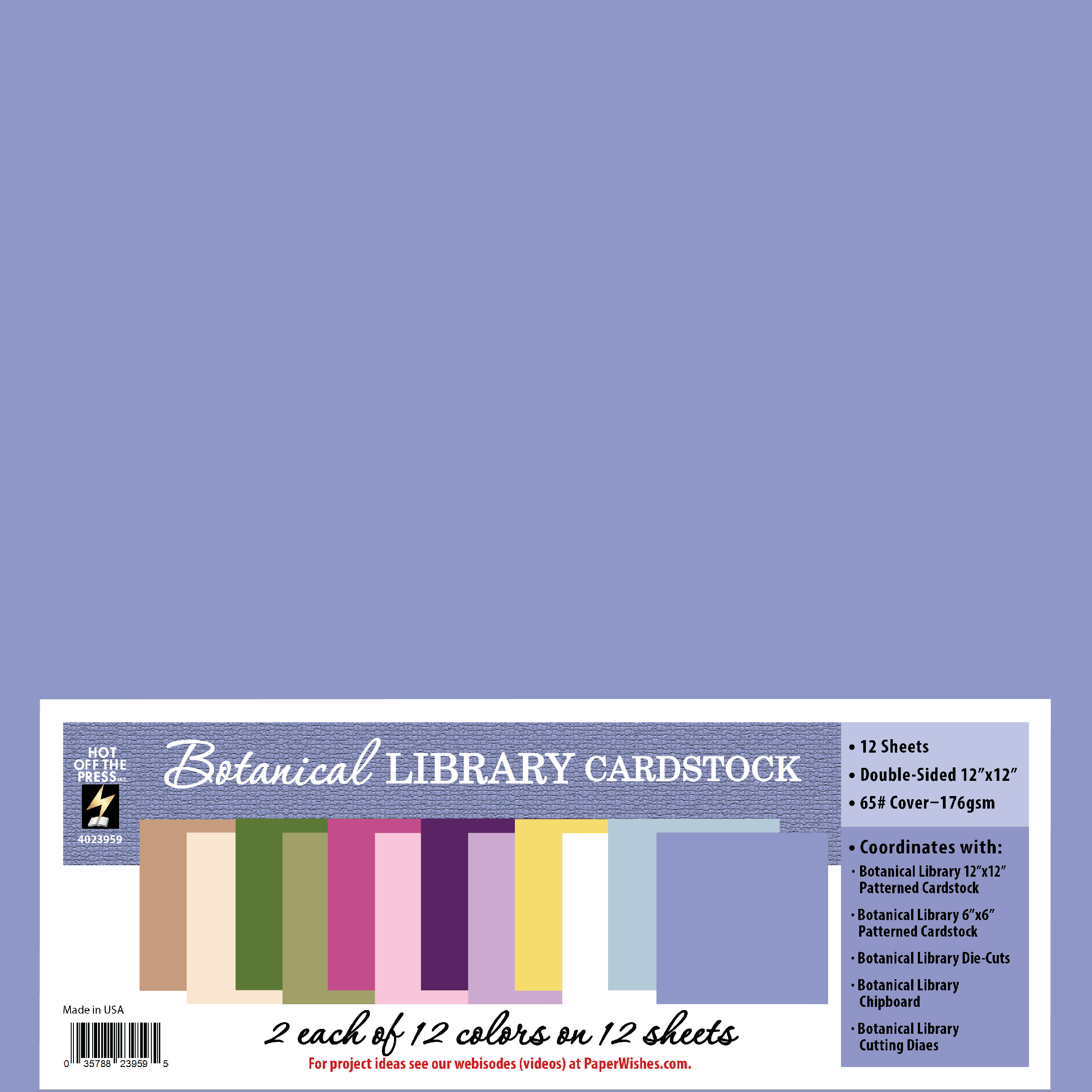 Botanical Library 12x12 Solid Cardstock