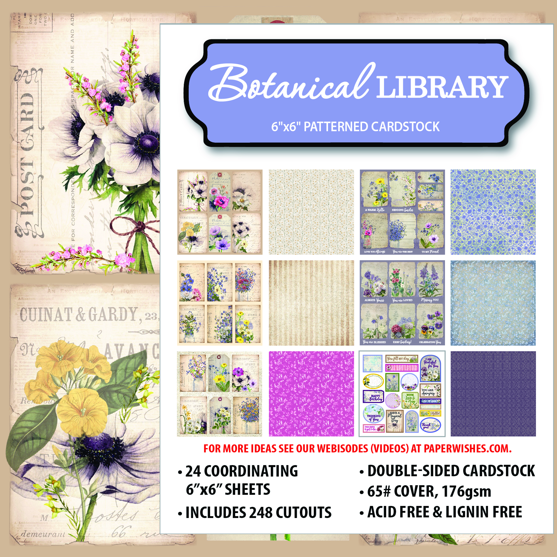 Botanical Library 6x6 Patterned Cardstock