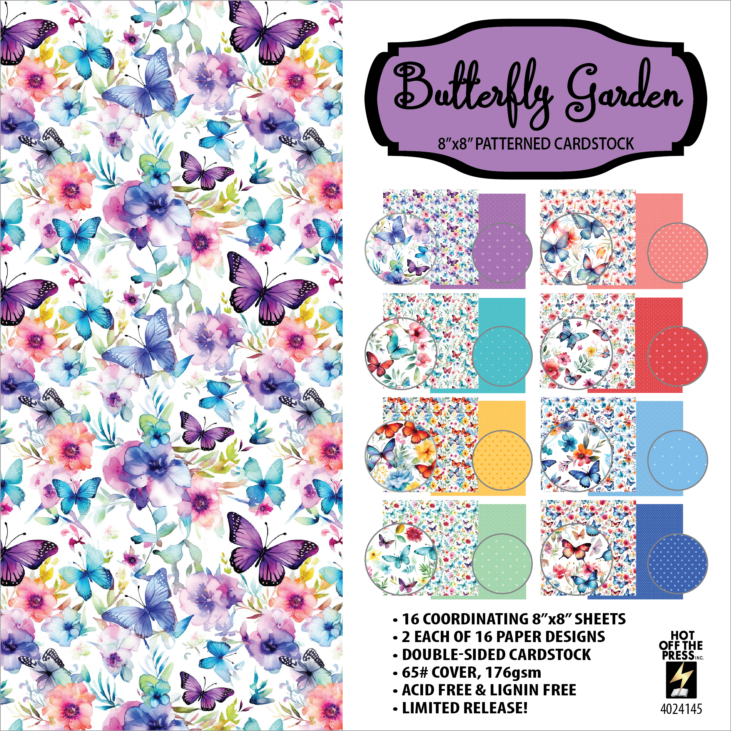 Butterfly Garden 8x8 papers, limited edition