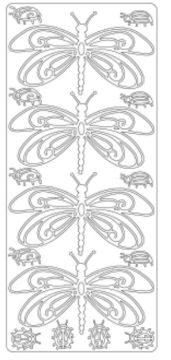 Dragonflies Silver Peel Off Stickers