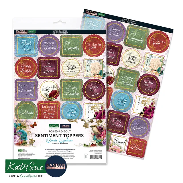 Opulence Foiled Sentiment Toppers, 2 sheets