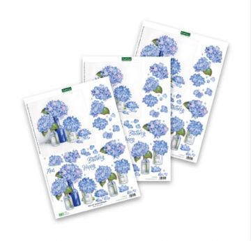 Blue Hydrangeas Die-Cut Decoupage, 3 sheets