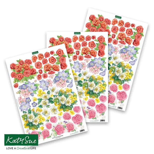 Flower Patch Die-Cut Decoupage, 3 sheets