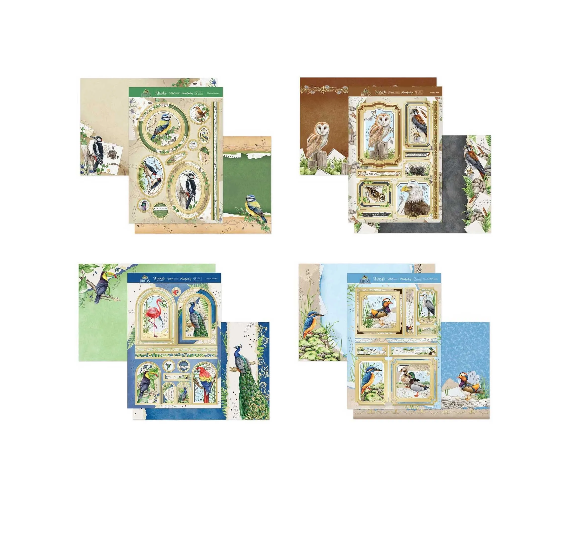 Botanical Birds Topper Sets, 4 sets