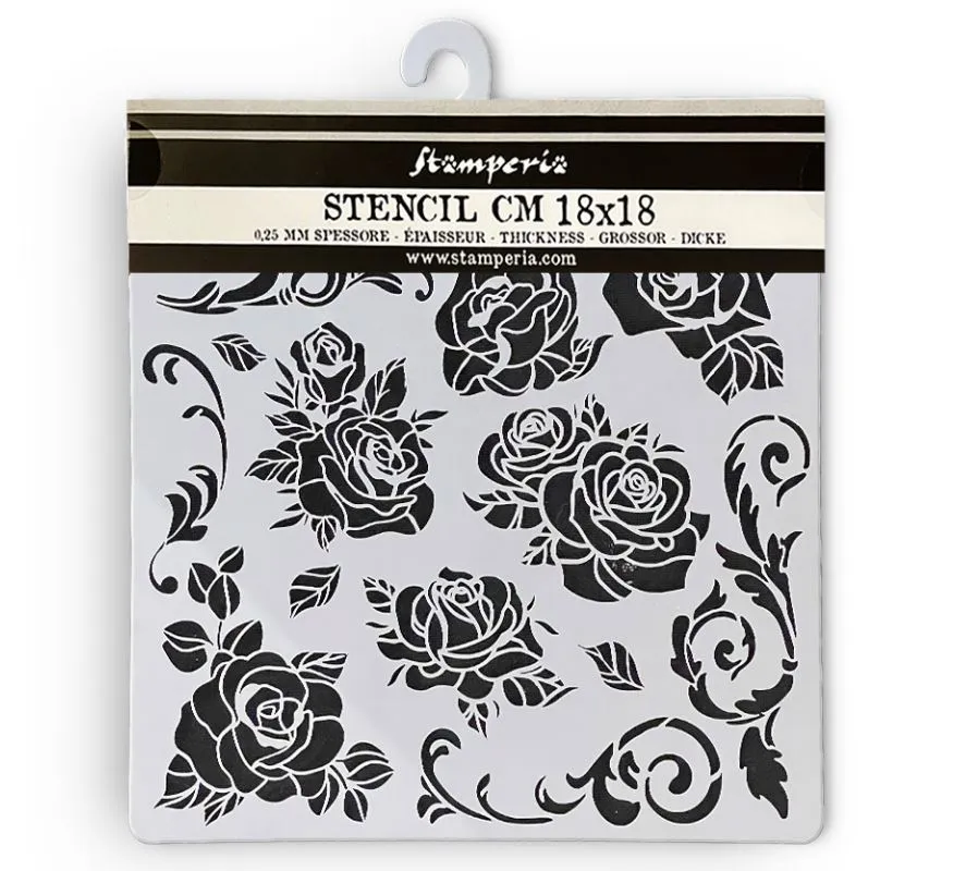 Shabby Rose Stencil, 7x7