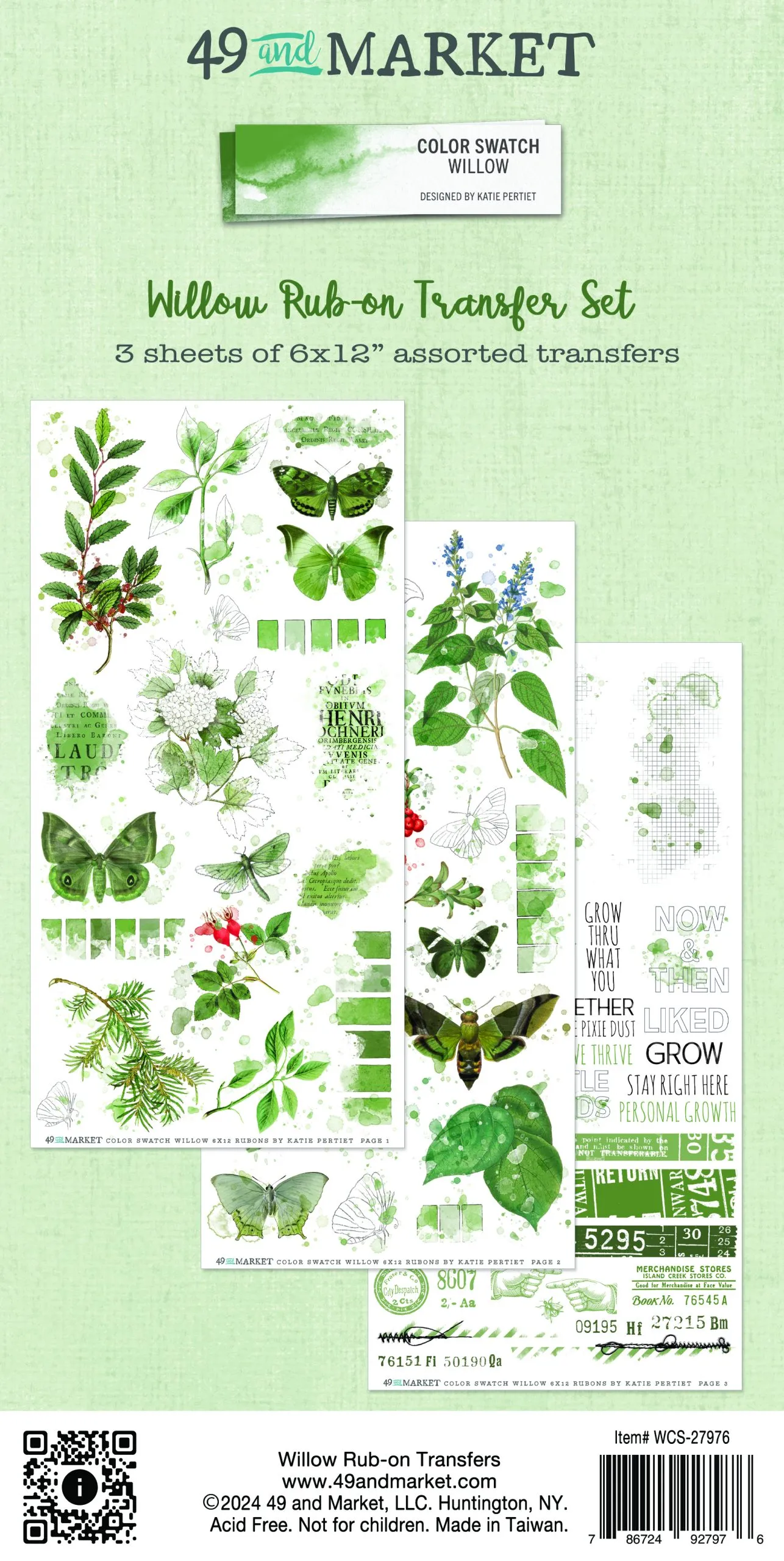 Color Swatch Willow Rub-on Transfer Set